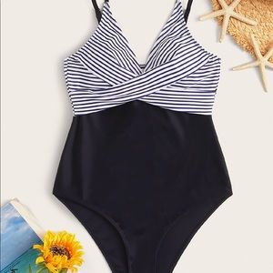 Navy Striped One-Piece